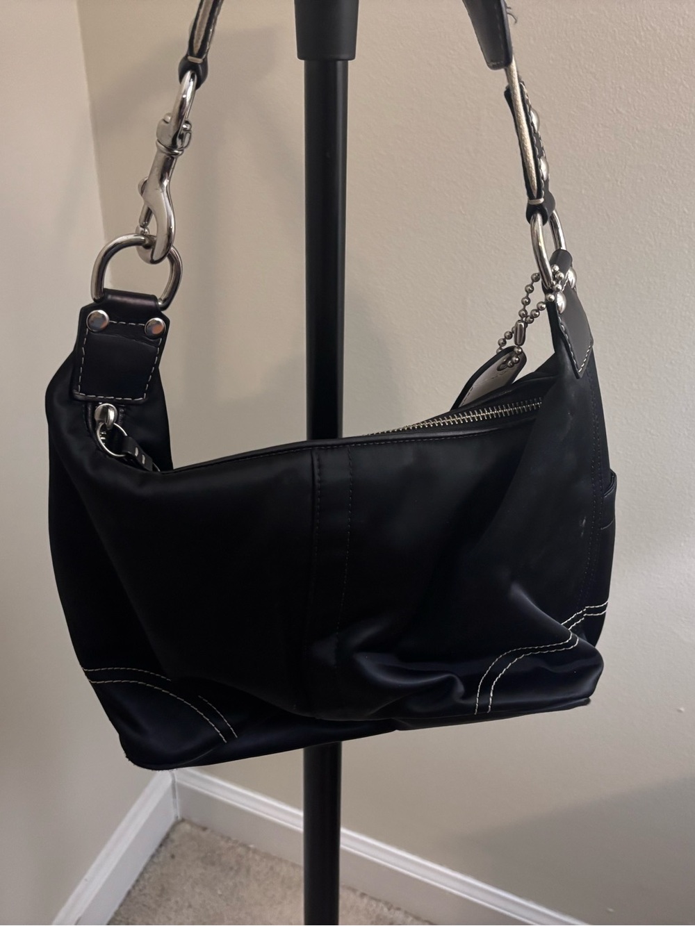 Coach Black Shoulder Bag with Silver Hardware
